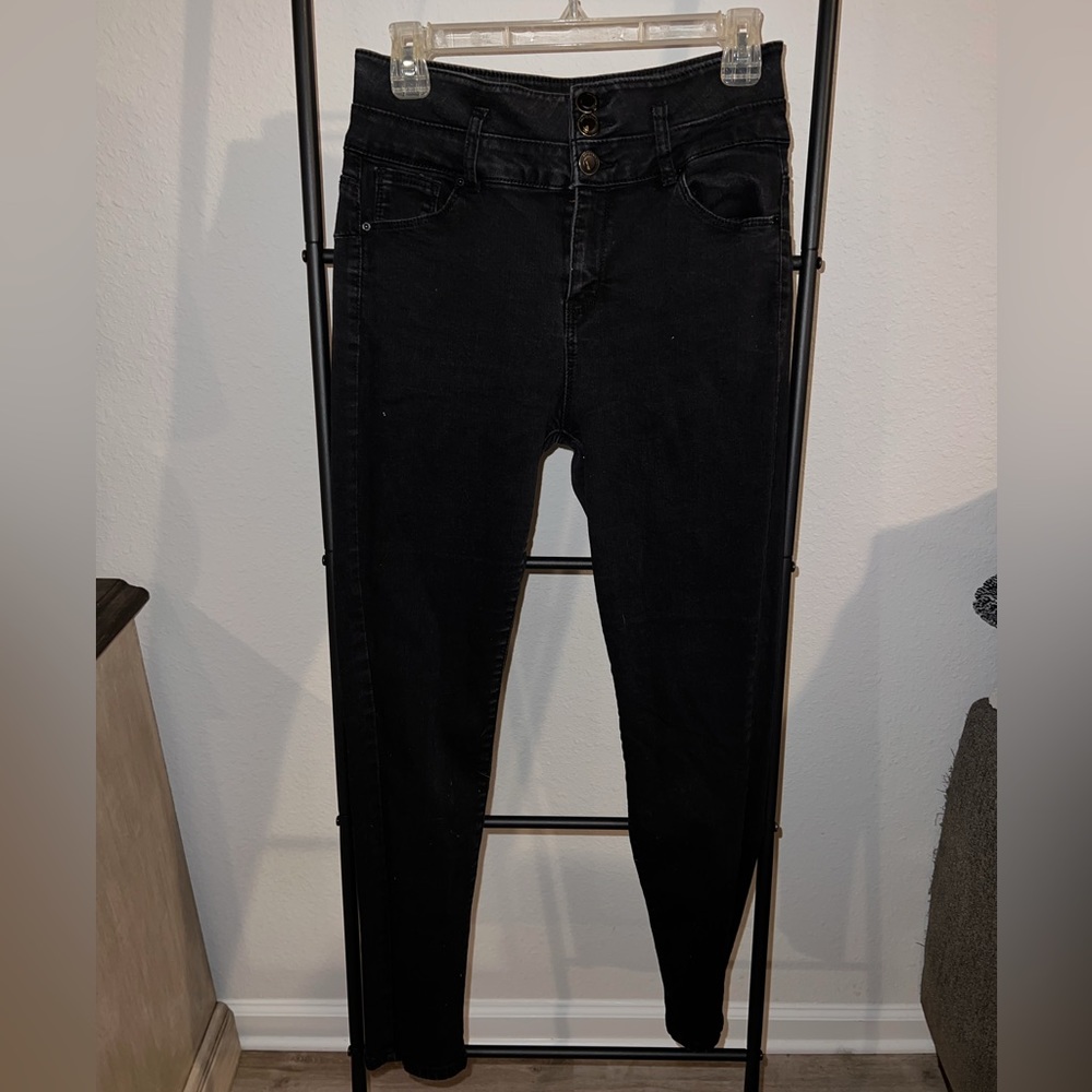 High rise black skinny jeans